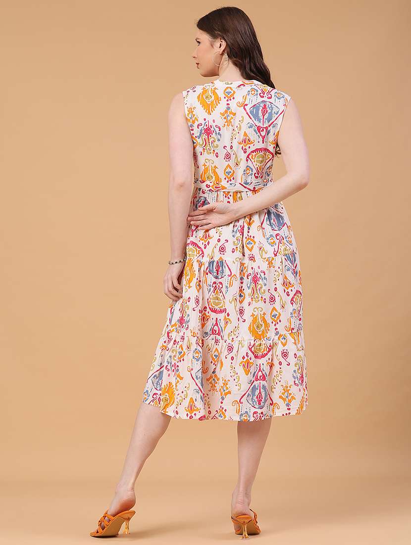 women printed sleeveless fit and flared dress - 22287429 -  Standard Image - 4