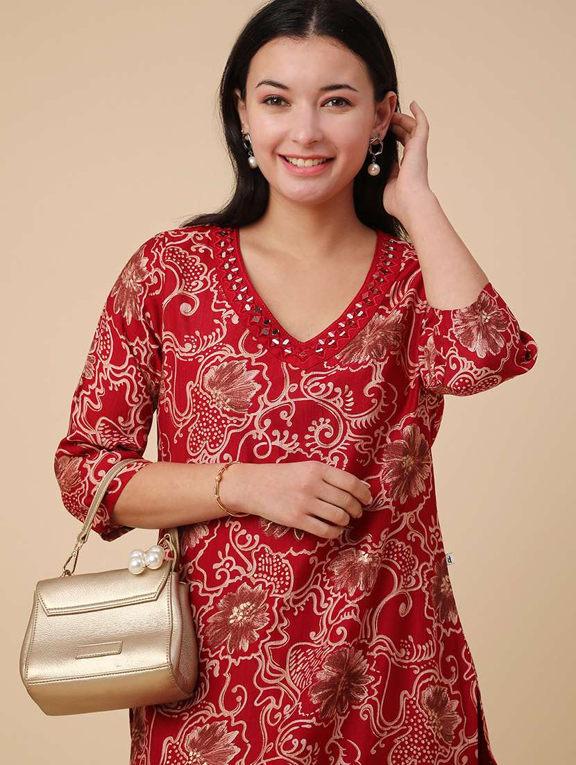 maroon cotton kurta pant  set - 22287438 -  Standard Image - 4