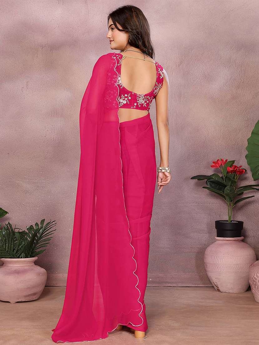 women solid plain saree with blouse - 22287464 -  Standard Image - 4