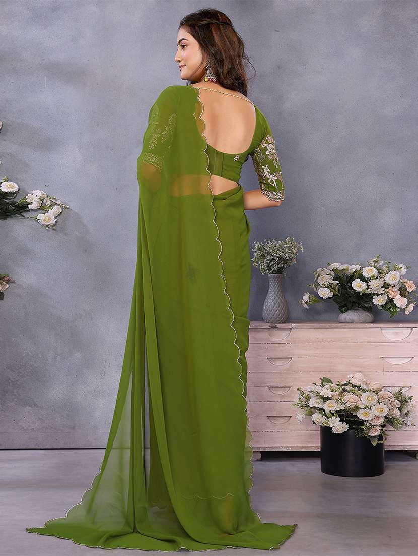 women solid plain saree with blouse - 22287466 -  Standard Image - 4
