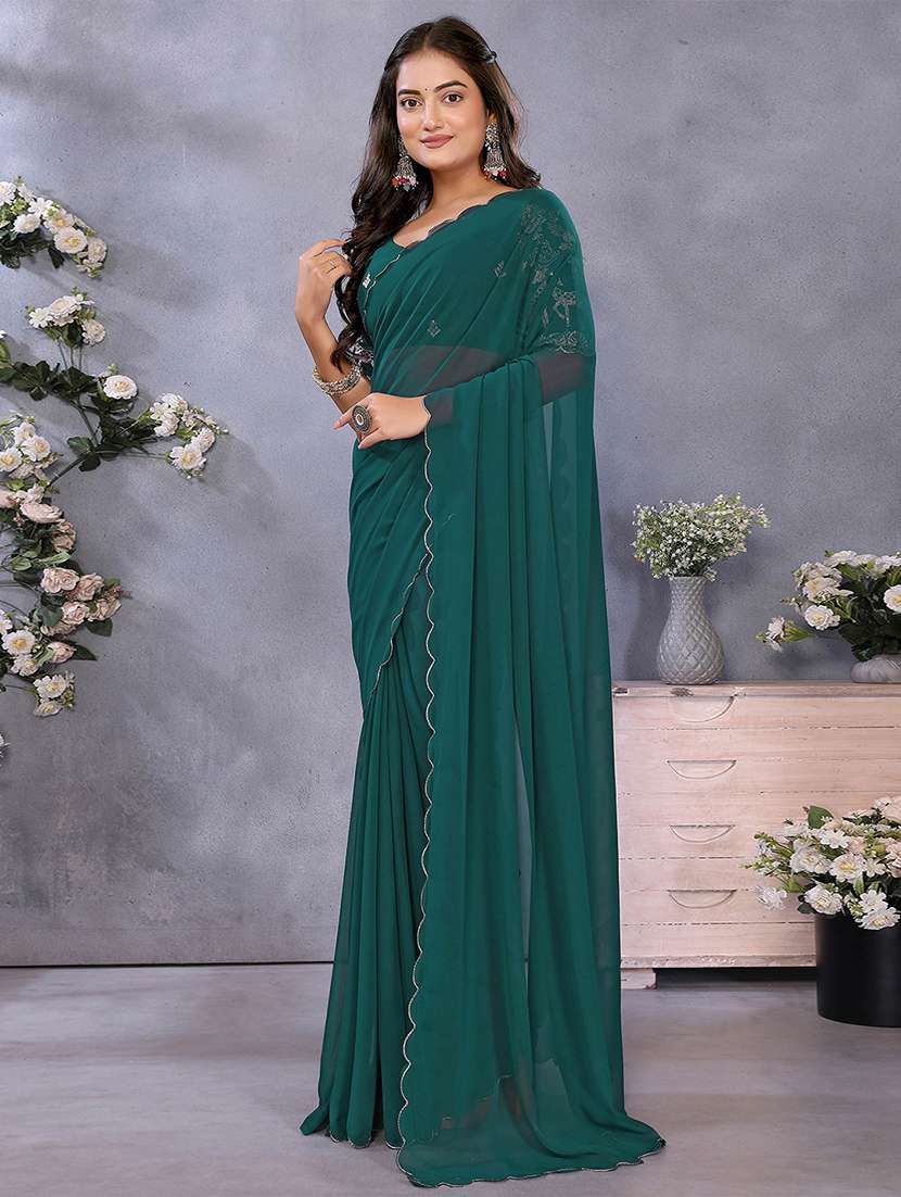 women solid plain saree with blouse - 22287471 -  Standard Image - 1