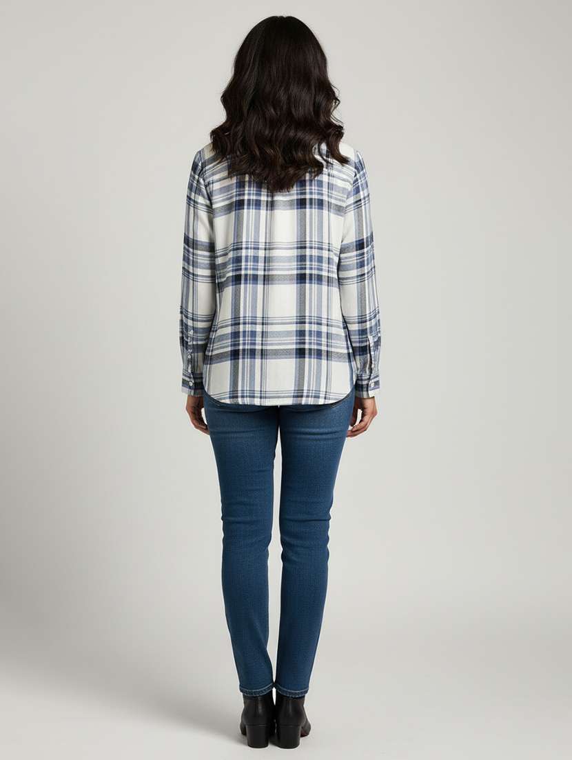 women checkered long sleeve collared shirt - 22287563 -  Standard Image - 4