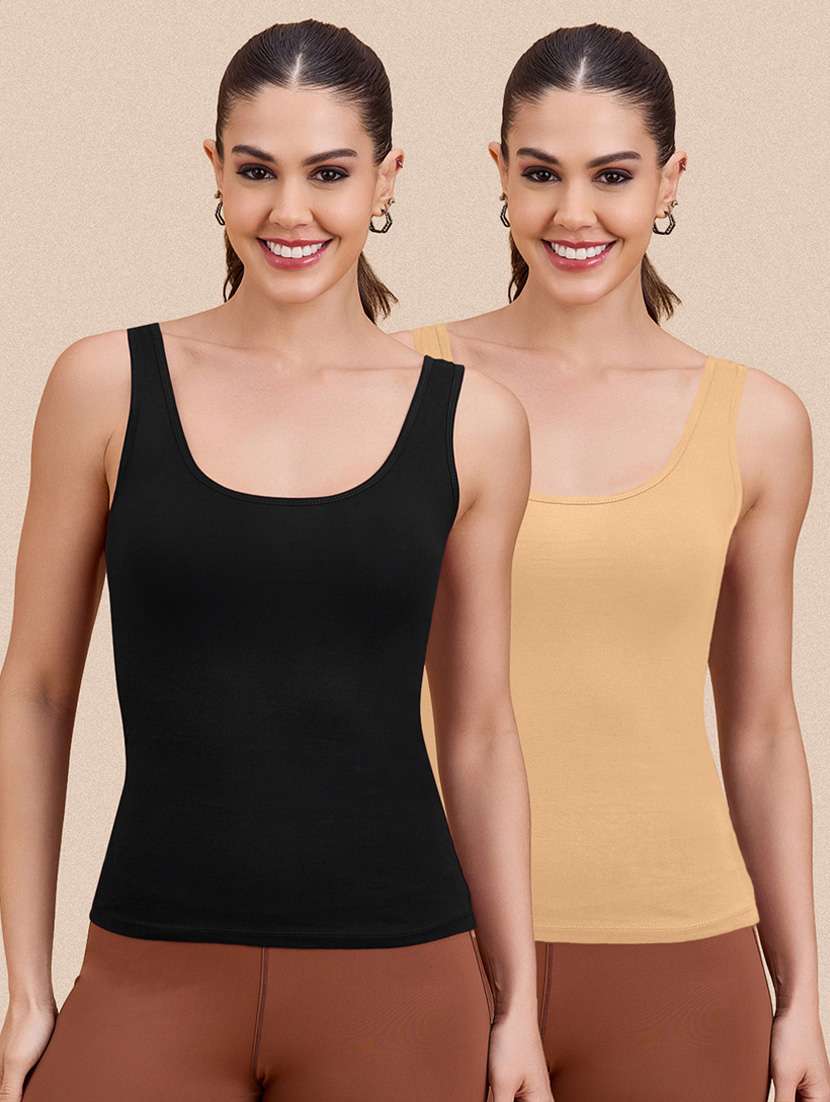 women peack of 2 solid sleeveless camisole