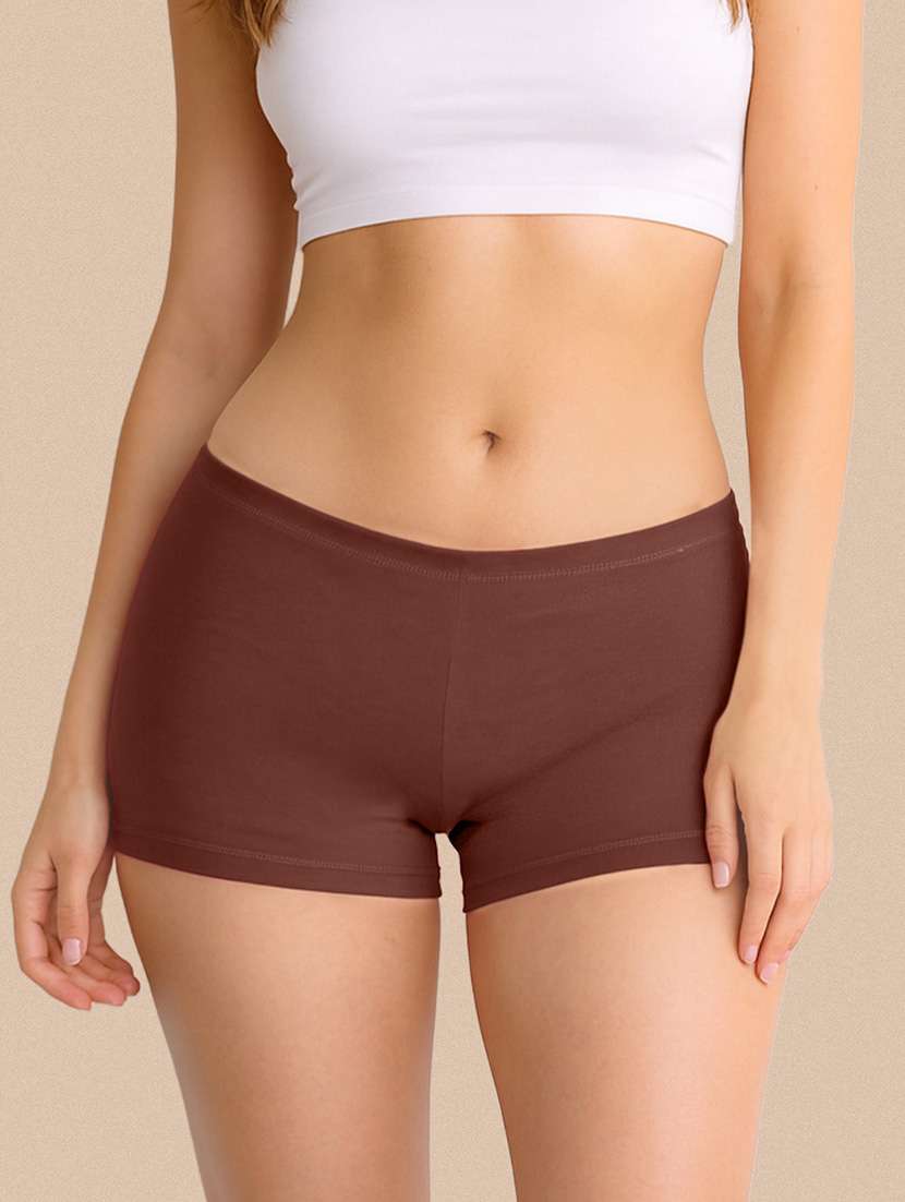women solid mid rise boy shorts 