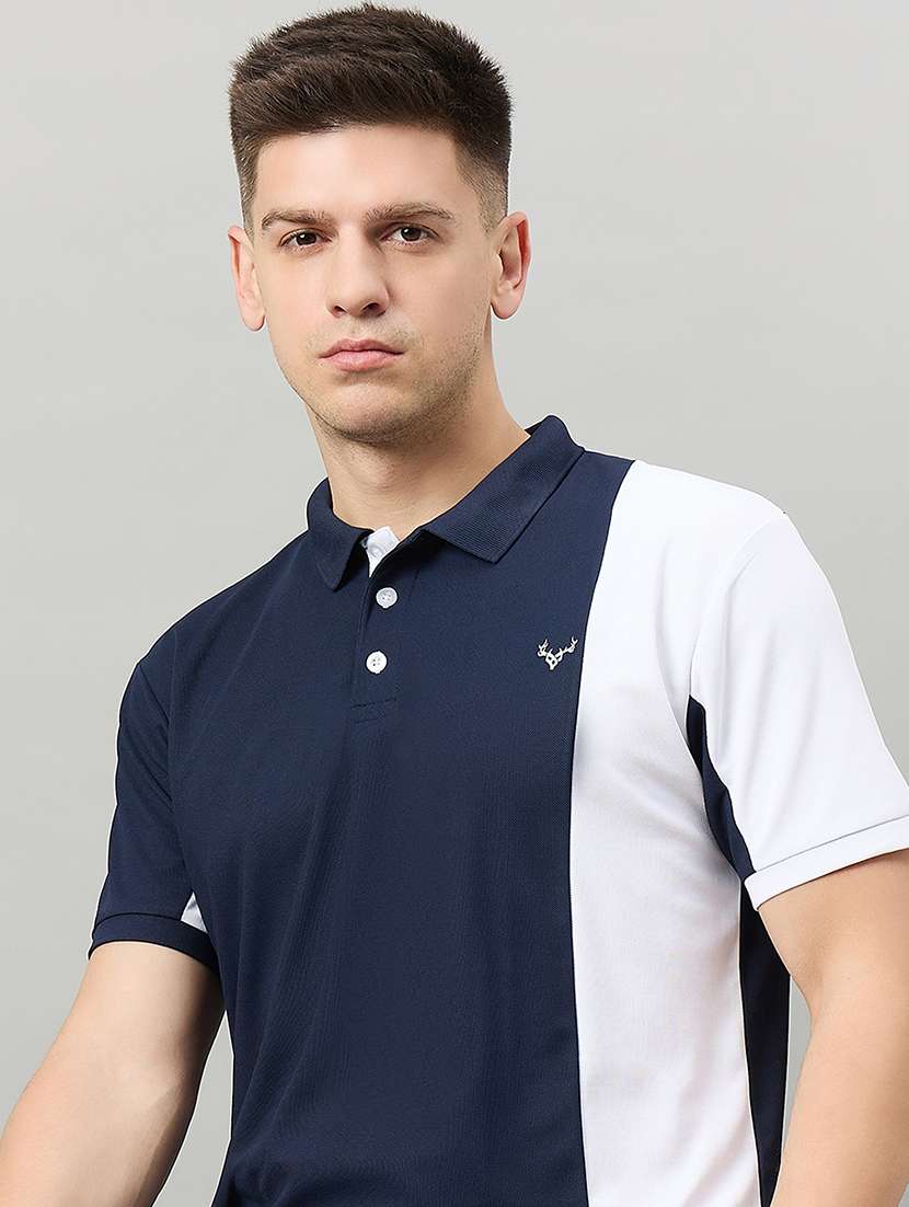 men color blocked short sleeve polo t-shirt