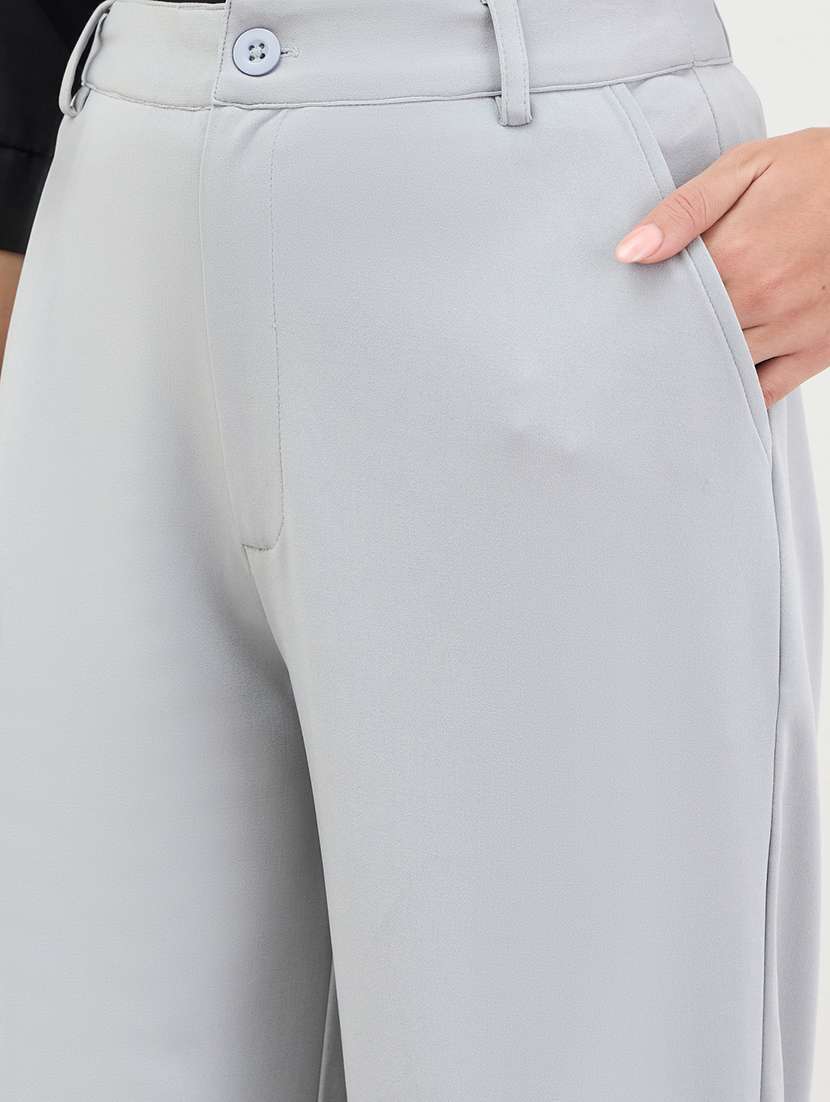 women solid high rise bootcut trouser - 22287776 -  Standard Image - 4