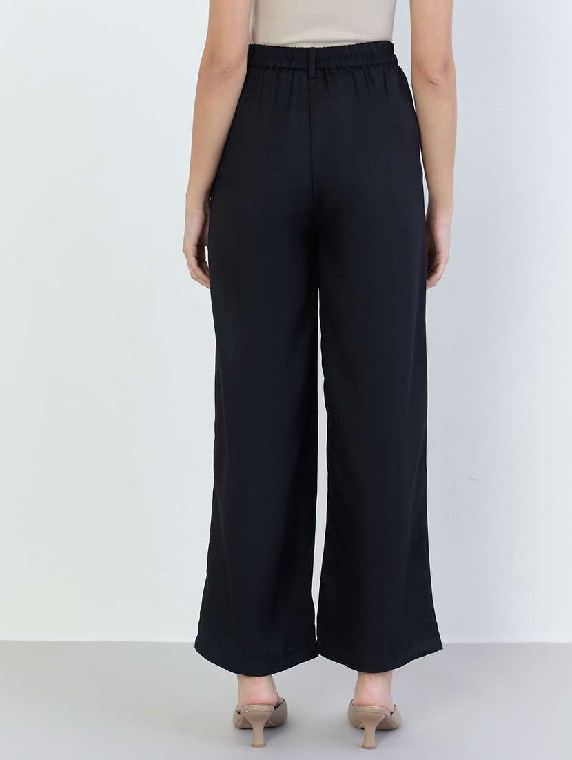 women solid high rise wide leg trouser - 22287777 -  Standard Image - 1