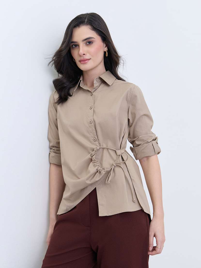 women printed collared long sleeve shirt - 22287804 -  Standard Image - 4