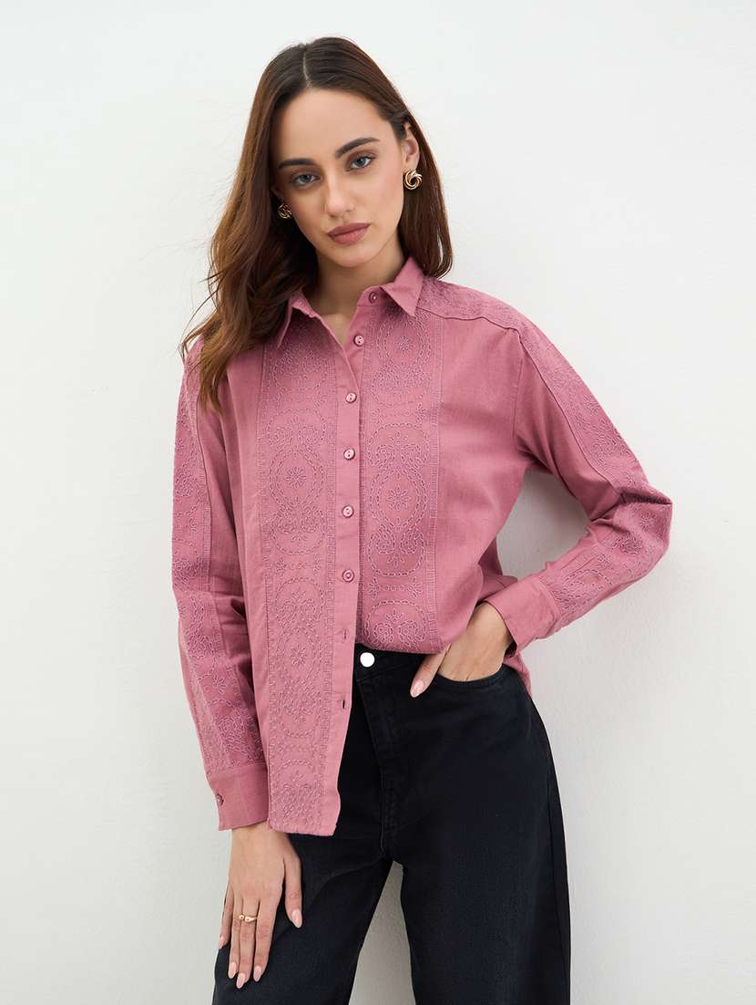 women self designed collared long sleeve shirt - 22287806 -  Standard Image - 1