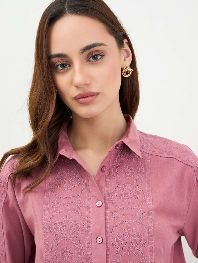 women self designed collared long sleeve shirt - 22287806 -  Standard Image - 4