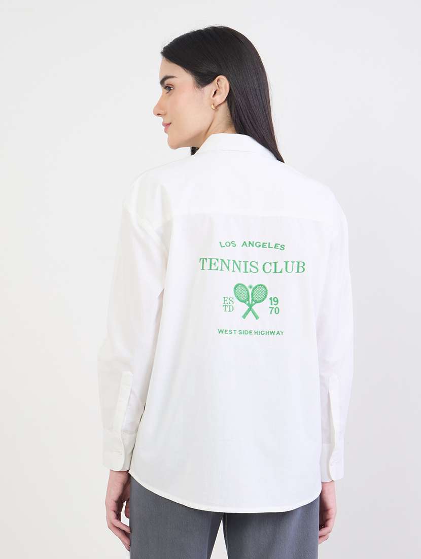 women printed collared long sleeve shirt - 22287827 -  Standard Image - 1