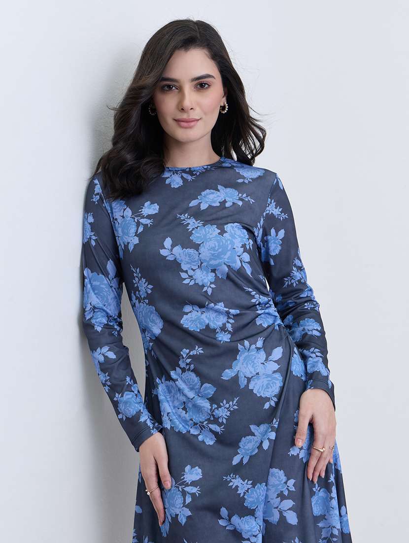 women printed long sleeve a-line dress - 22287830 -  Standard Image - 1