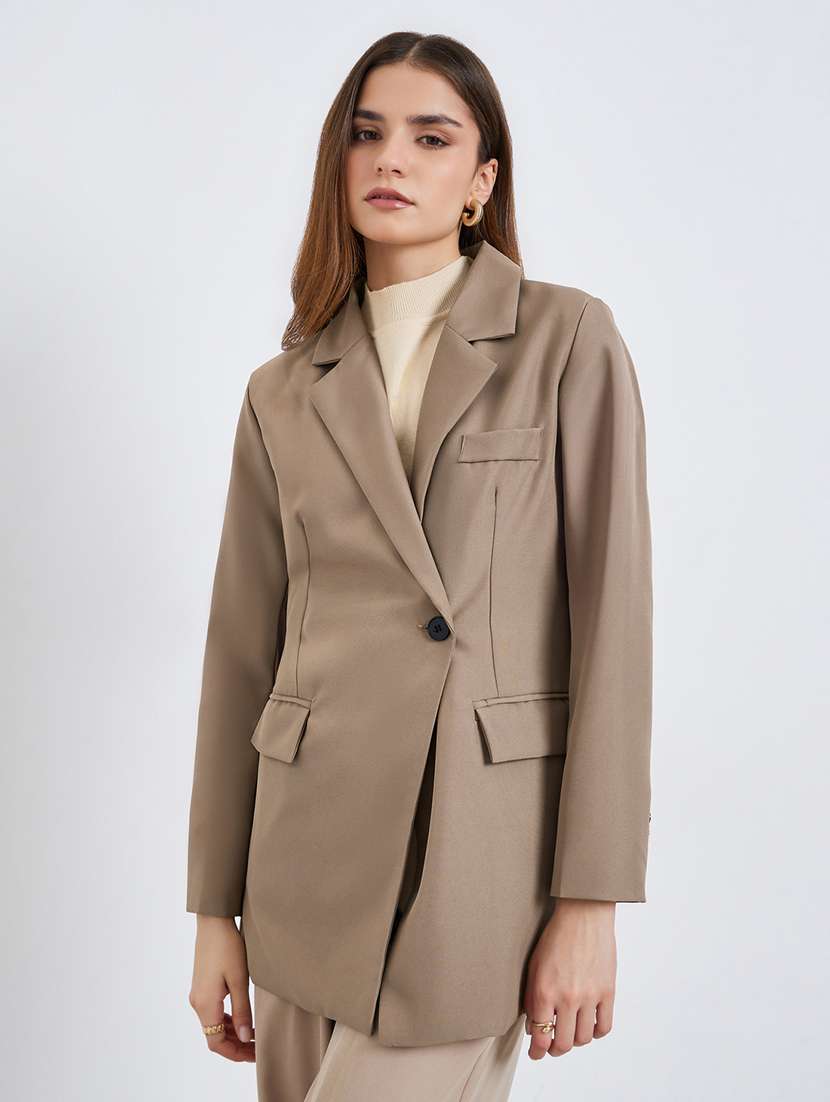 women solid long sleeve double breasted blazer - 22287851 -  Standard Image - 1