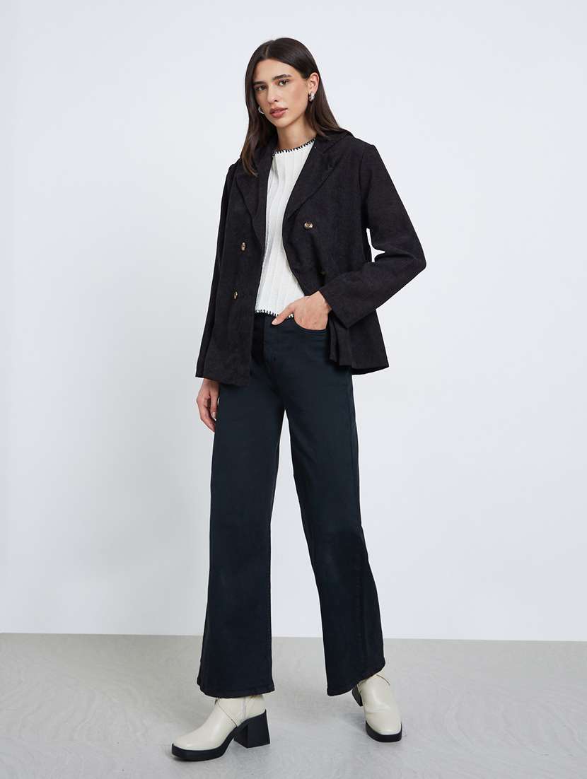 women solid long sleeve corduroy double breasted blazer - 22287853 -  Standard Image - 4