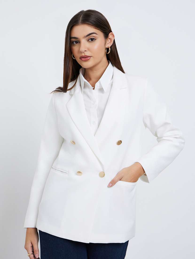 women solid long sleeve double breasted blazer - 22287854 -  Standard Image - 1