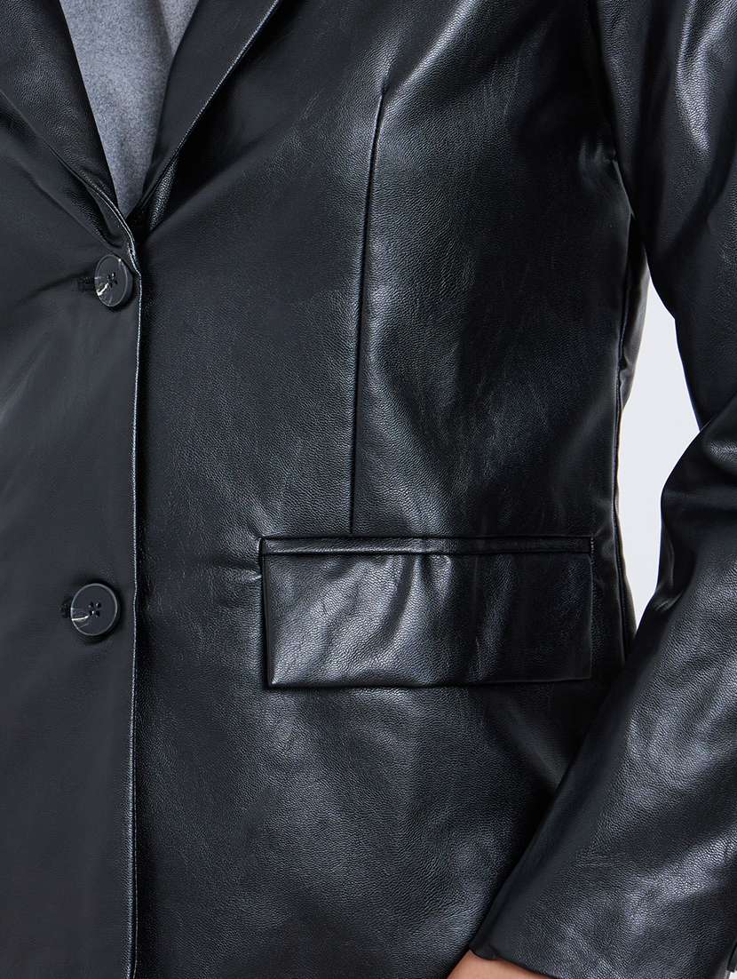 women solid long sleeve single breasted blazer - 22287855 -  Standard Image - 4