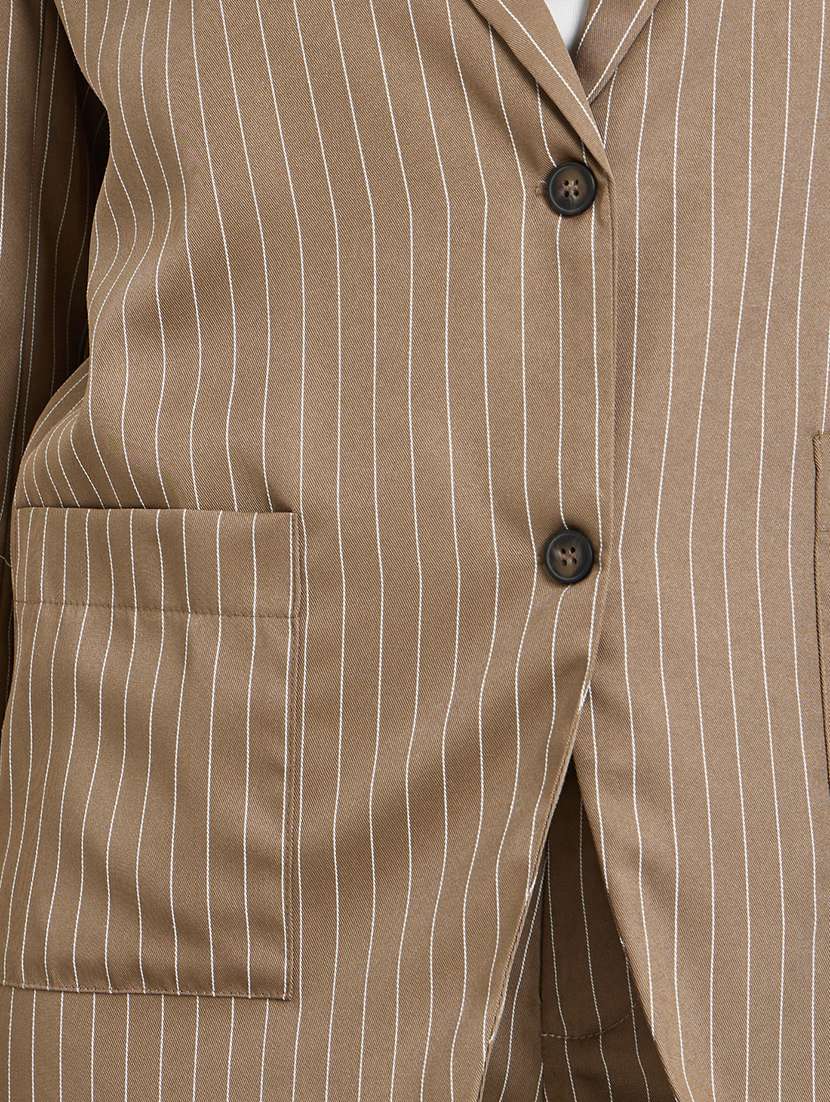 women striped long sleeve single breasted blazer - 22287856 -  Standard Image - 4