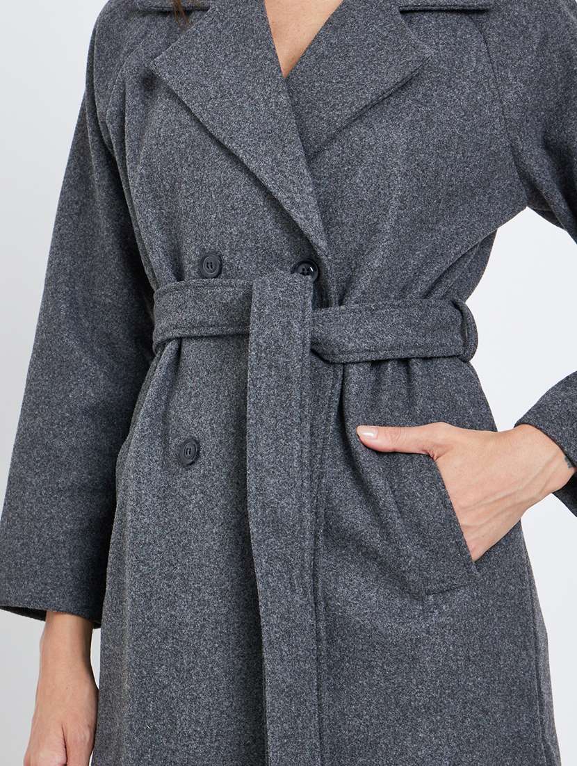 women solid long sleeve trench coat - 22287858 -  Standard Image - 4