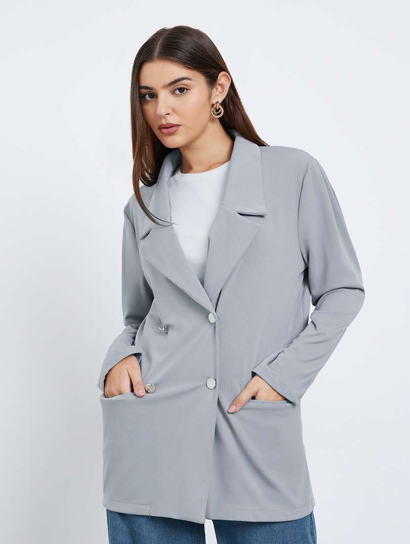 women solid long sleeve double breasted blazer - 22287859 -  Standard Image - 1