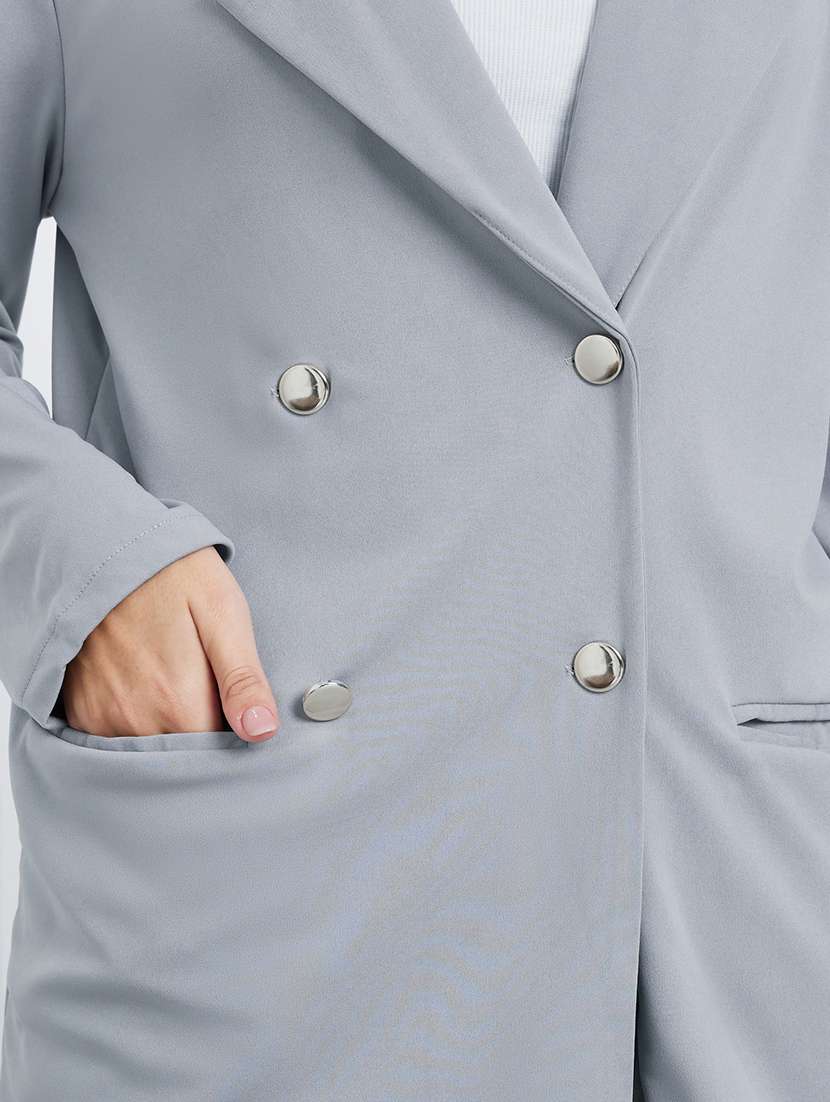 women solid long sleeve double breasted blazer - 22287859 -  Standard Image - 4