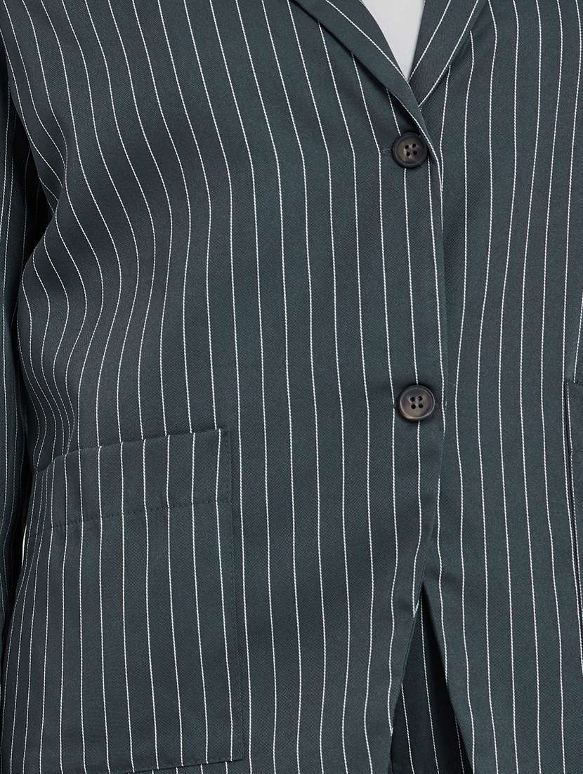 women striped long sleeve single breasted blazer - 22287860 -  Standard Image - 4