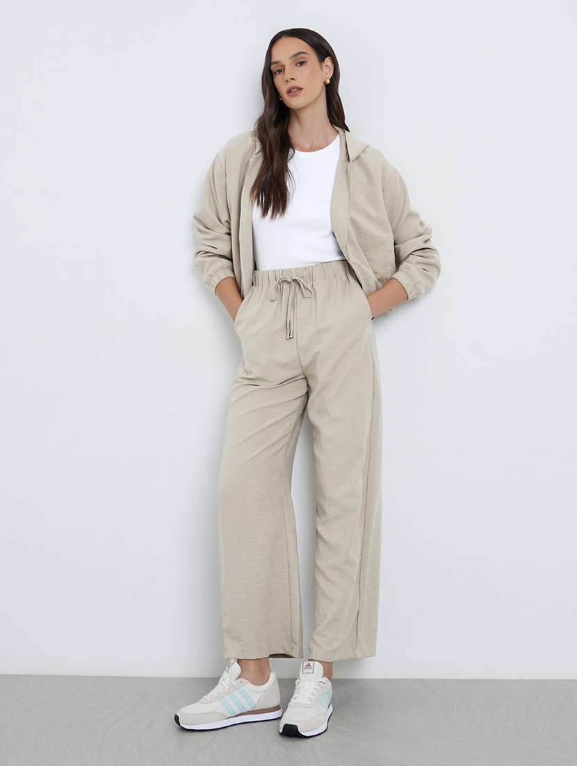 women solid long sleeve hooded crop jacket - 22287880 -  Standard Image - 4