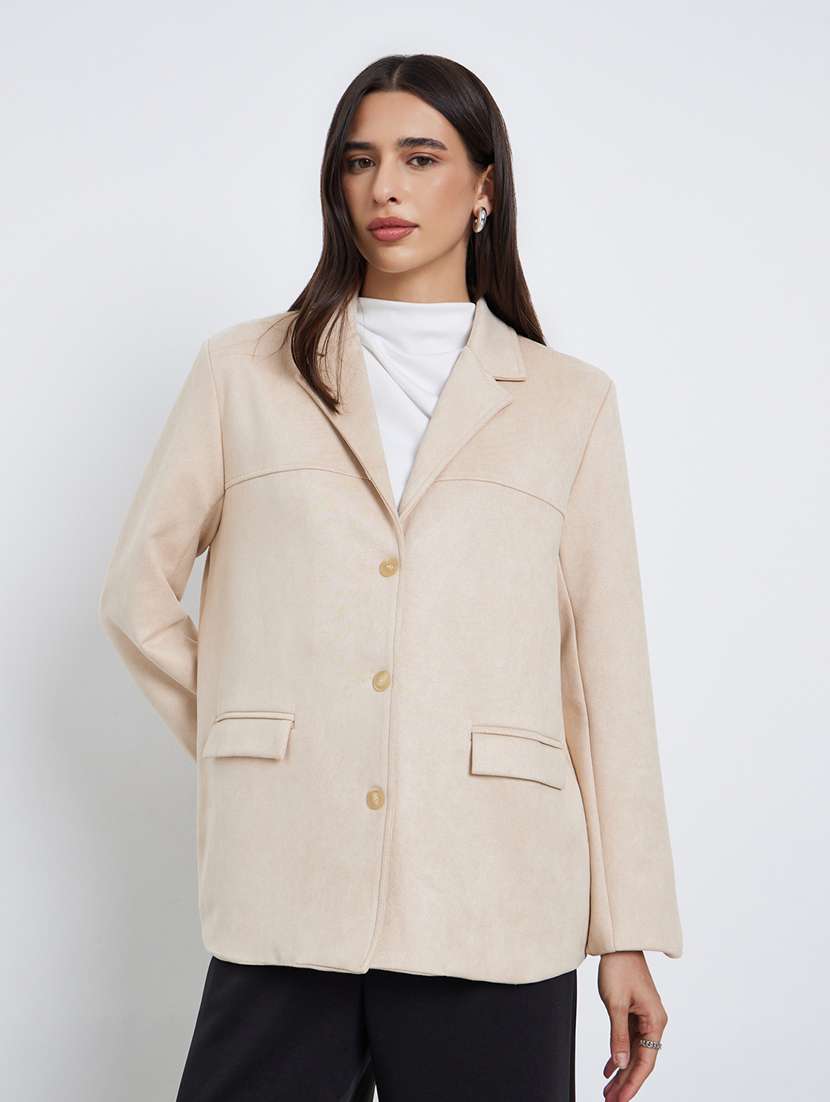 women solid long sleeve single breasted blazer - 22287882 -  Standard Image - 1