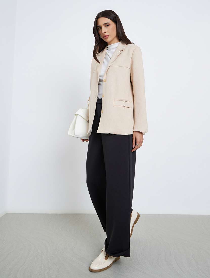 women solid long sleeve single breasted blazer - 22287882 -  Standard Image - 4