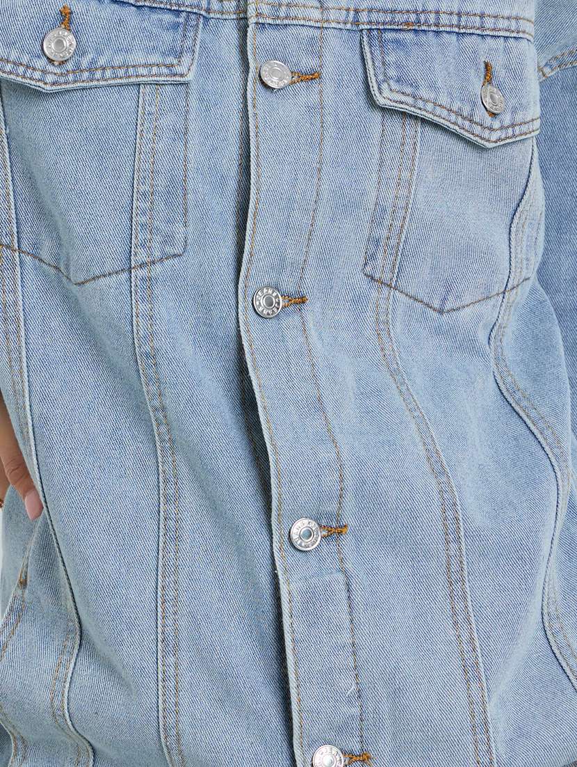 women solid long sleeve oversized denim jacket - 22287890 -  Standard Image - 4