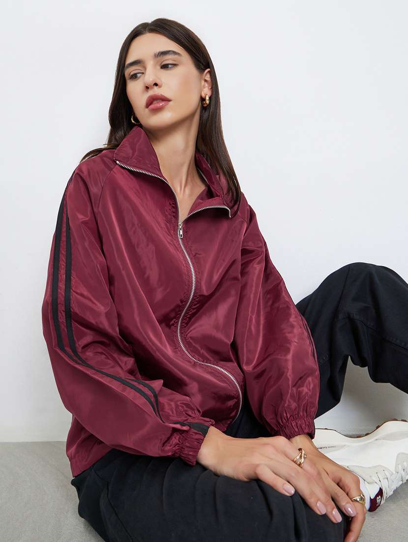 women solid long sleeve windcheater jacket - 22287892 -  Standard Image - 1