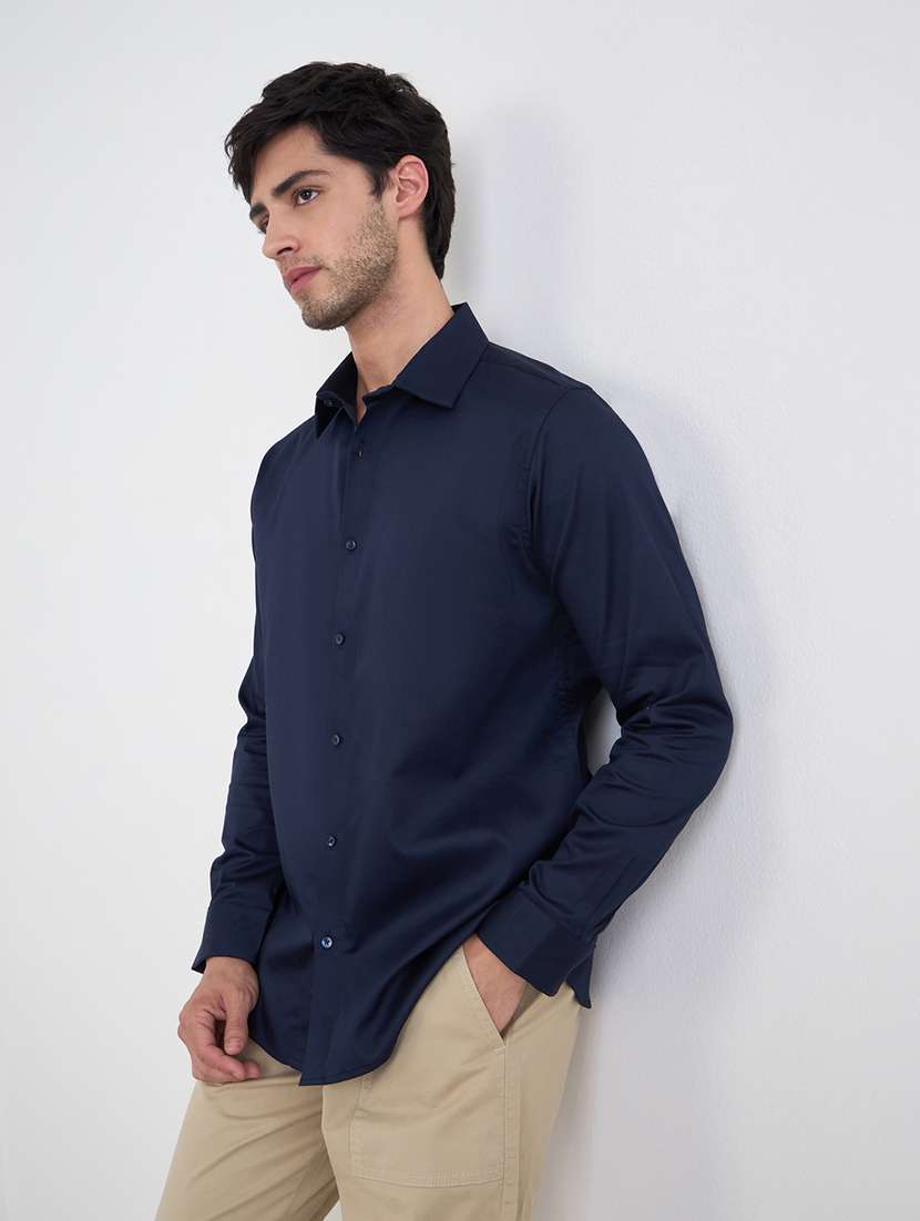 men solid long sleeve regualr fit casual shirt
