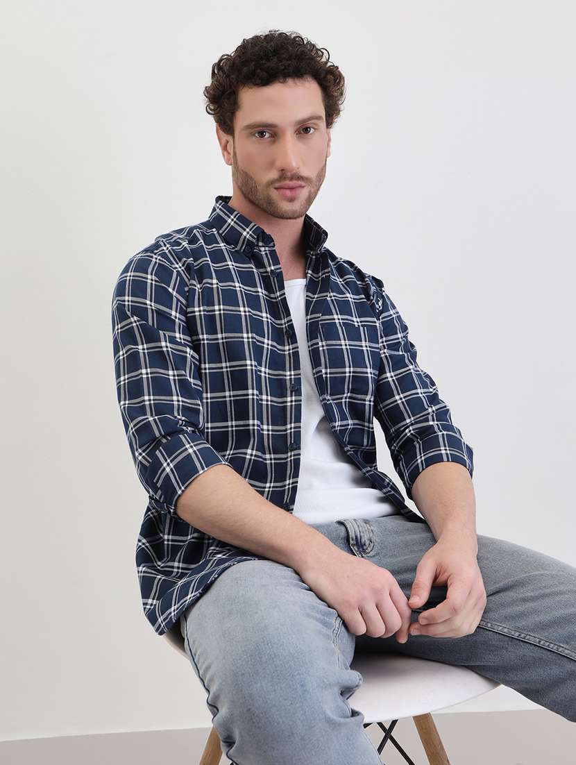 men checkered long sleeve regualr fit casual shirt - 22287944 -  Standard Image - 1