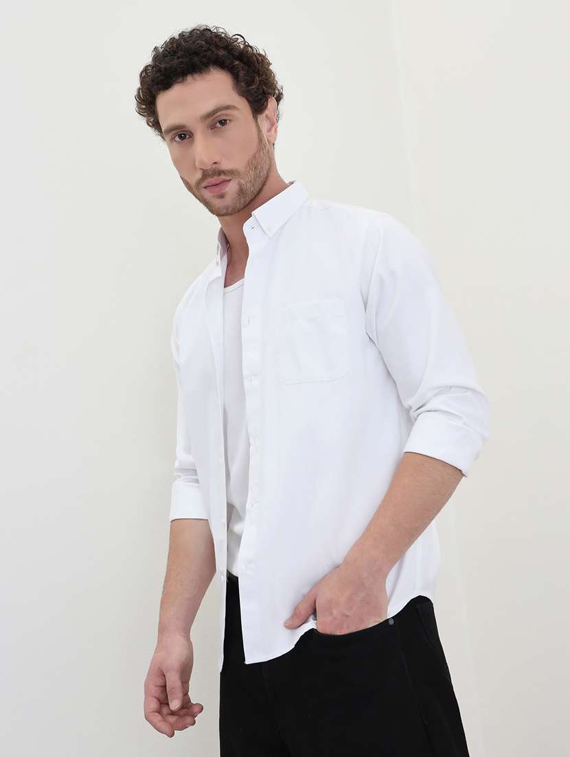 men solid long sleeve regualr fit casual shirt - 22287945 -  Standard Image - 1