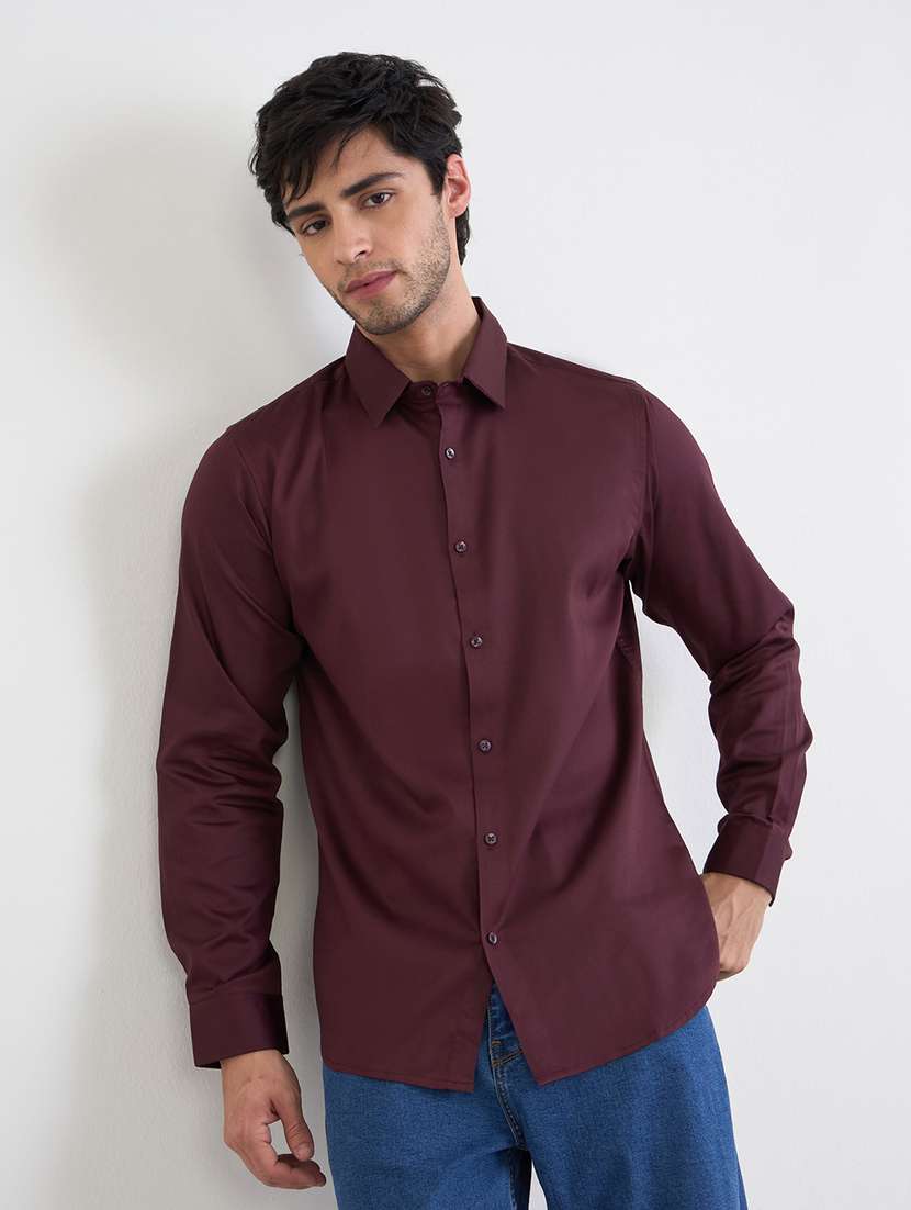 men solid long sleeve regualr fit casual shirt - 22287950 -  Standard Image - 1