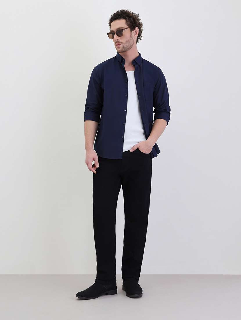 men solid long sleeve regualr fit casual shirt - 22287952 -  Standard Image - 4