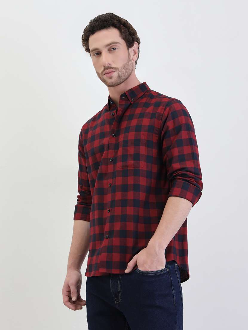 men checkered long sleeve regualr fit casual shirt - 22287954 -  Standard Image - 1