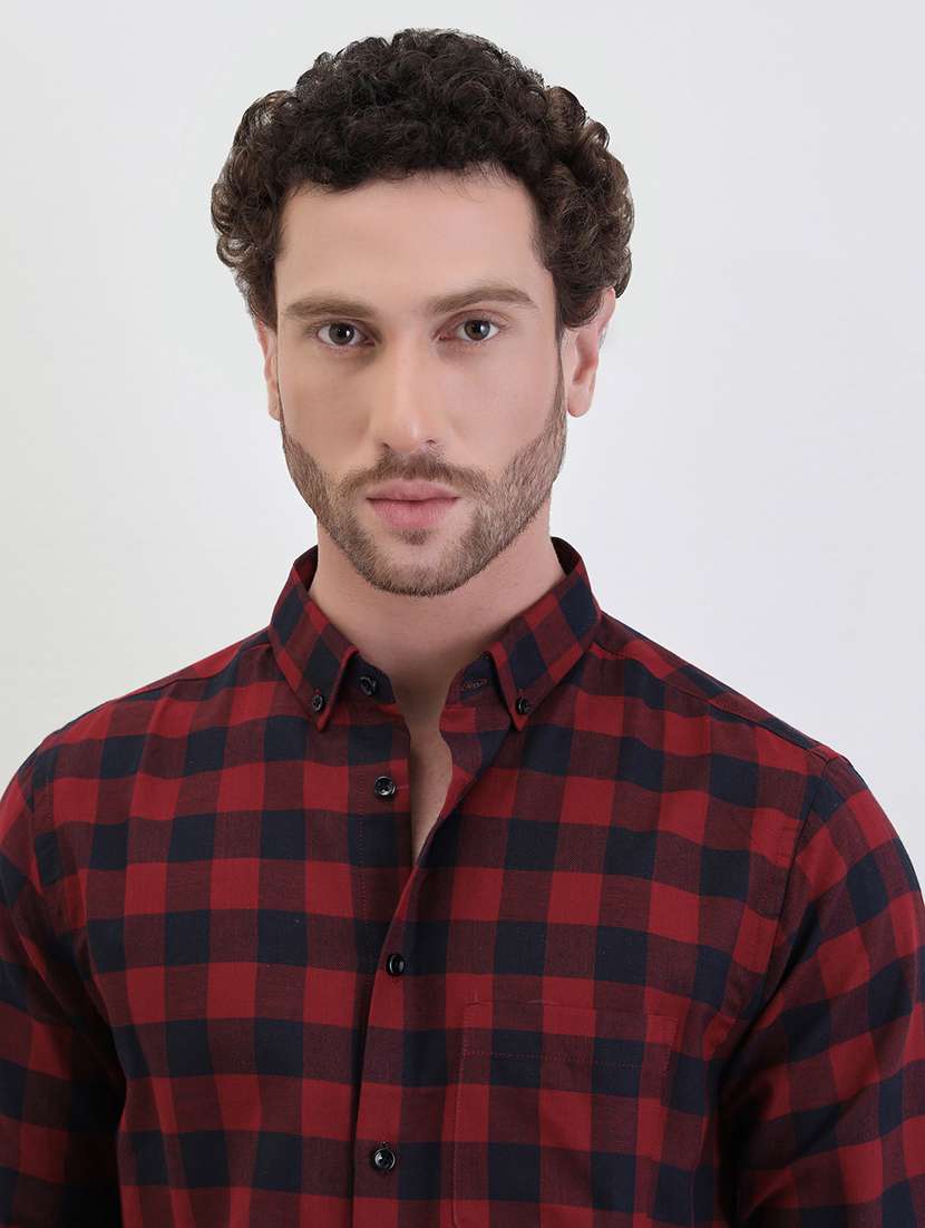 men checkered long sleeve regualr fit casual shirt - 22287954 -  Standard Image - 4