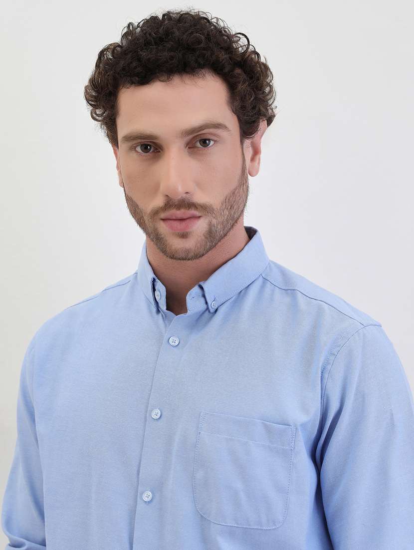 men solid long sleeve regualr fit casual shirt - 22287956 -  Standard Image - 4