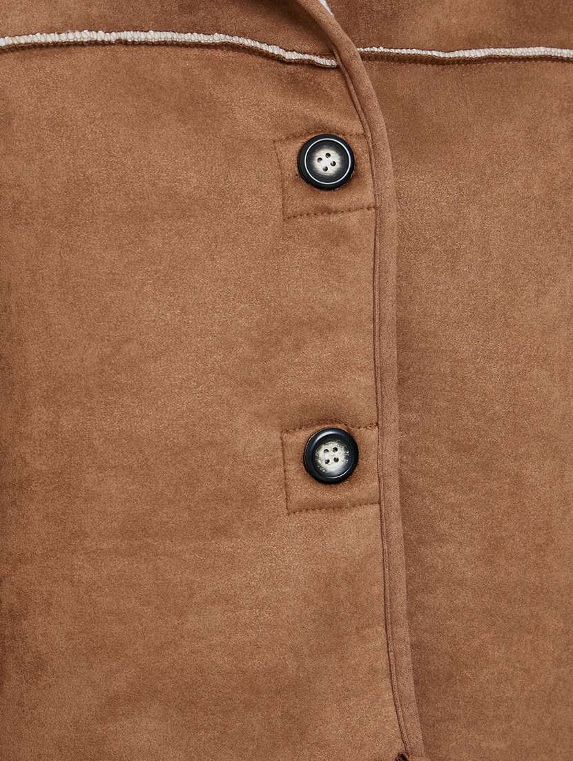 women solid collared long sleeve jacket - 22287967 -  Standard Image - 4