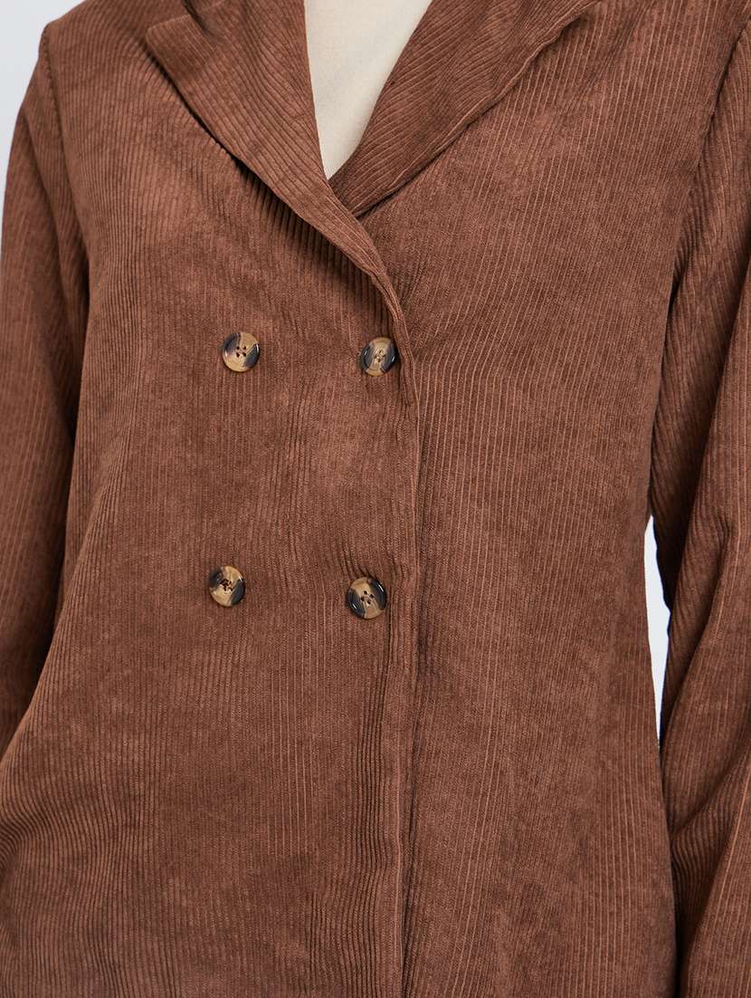 women solid lapel neck long sleeve blazer - 22287971 -  Standard Image - 4