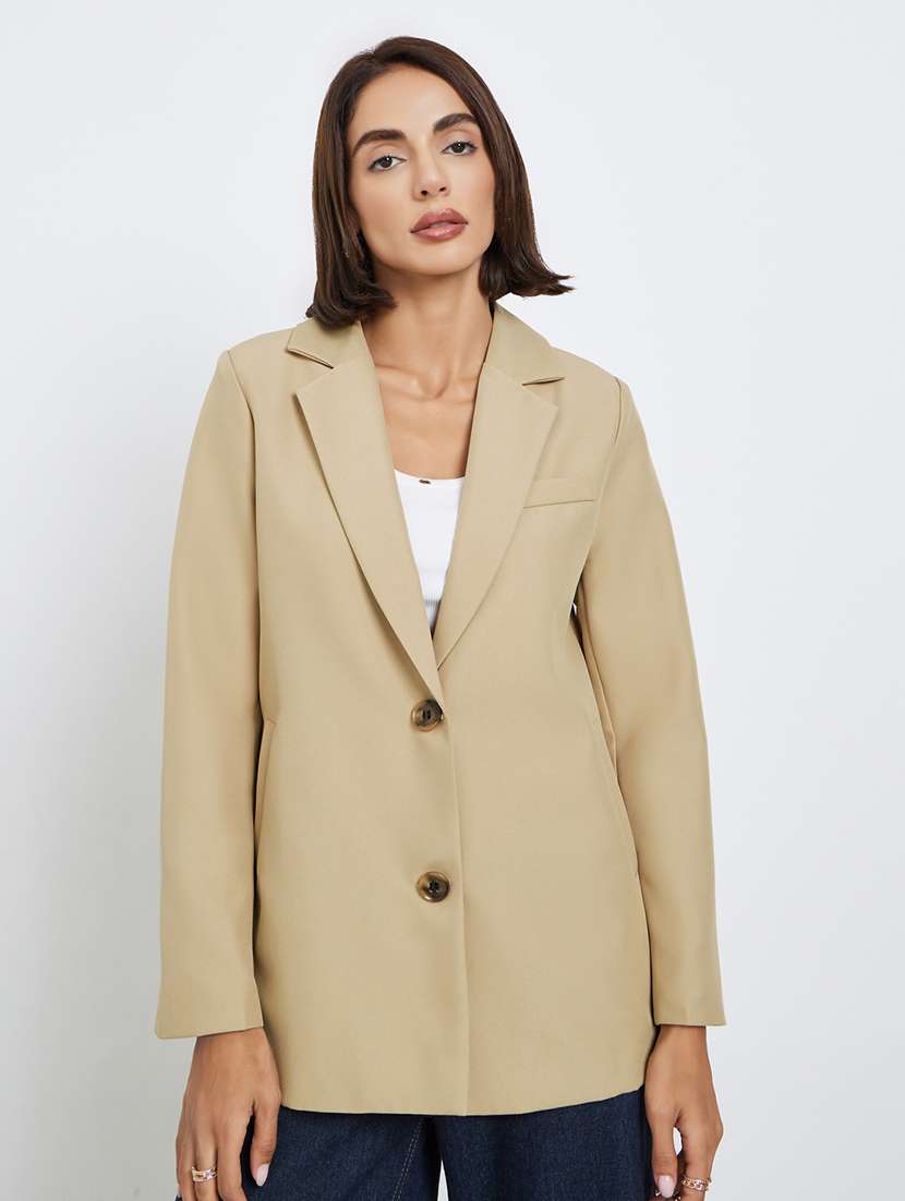 women solid long sleeve single breasted blazer - 22287973 -  Standard Image - 1