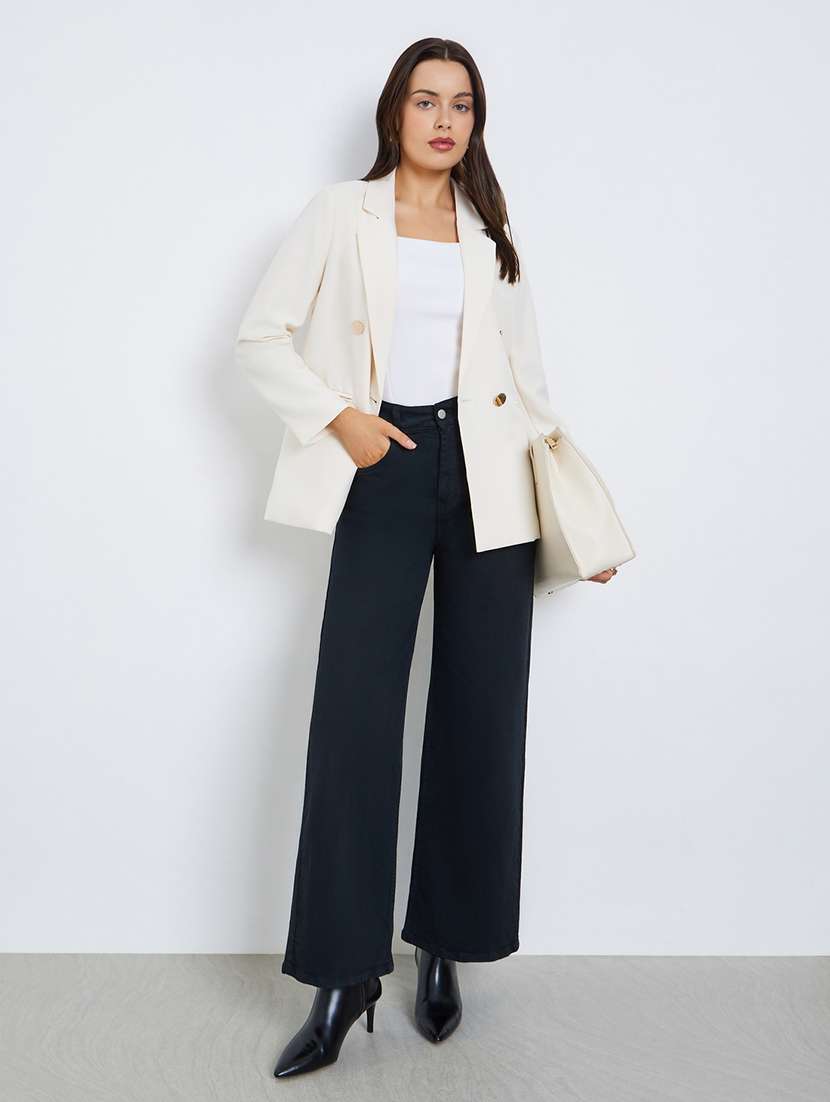 women solid lapel neck long sleeve blazer - 22287977 -  Standard Image - 4