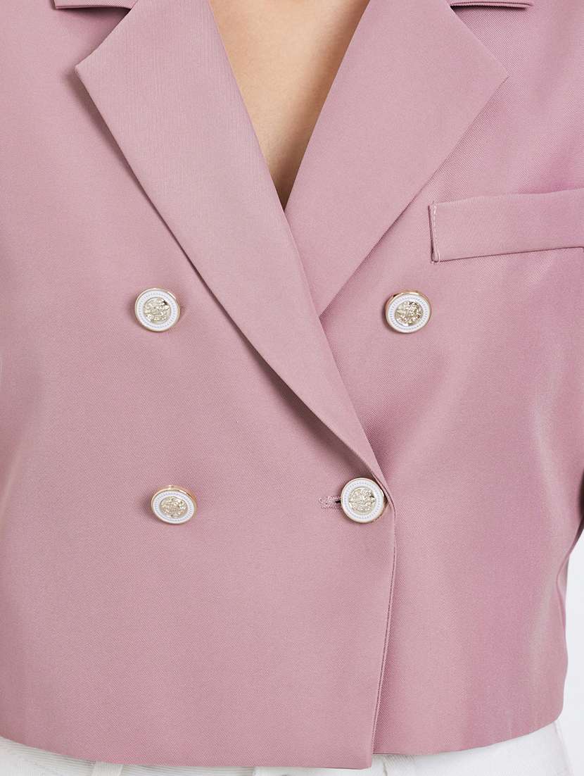 women solid long sleeve double breasted blazer - 22287985 -  Standard Image - 4