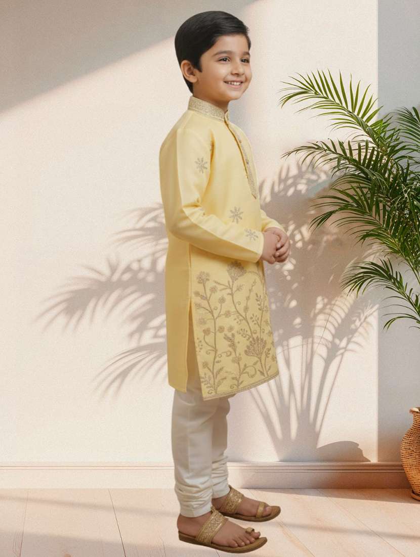 boys embroidered long sleeve kurta and pyjama set - 22287997 -  Standard Image - 1