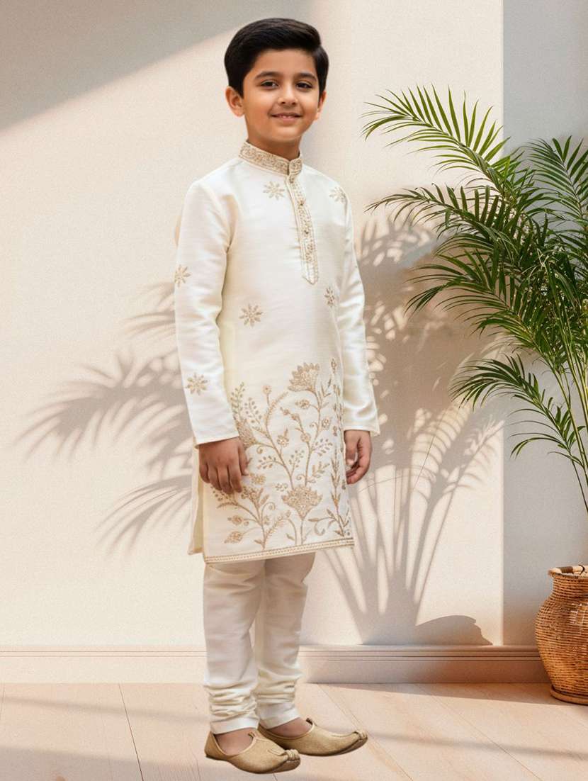 boys embroidered long sleeve kurta and pyjama set - 22287999 -  Standard Image - 1
