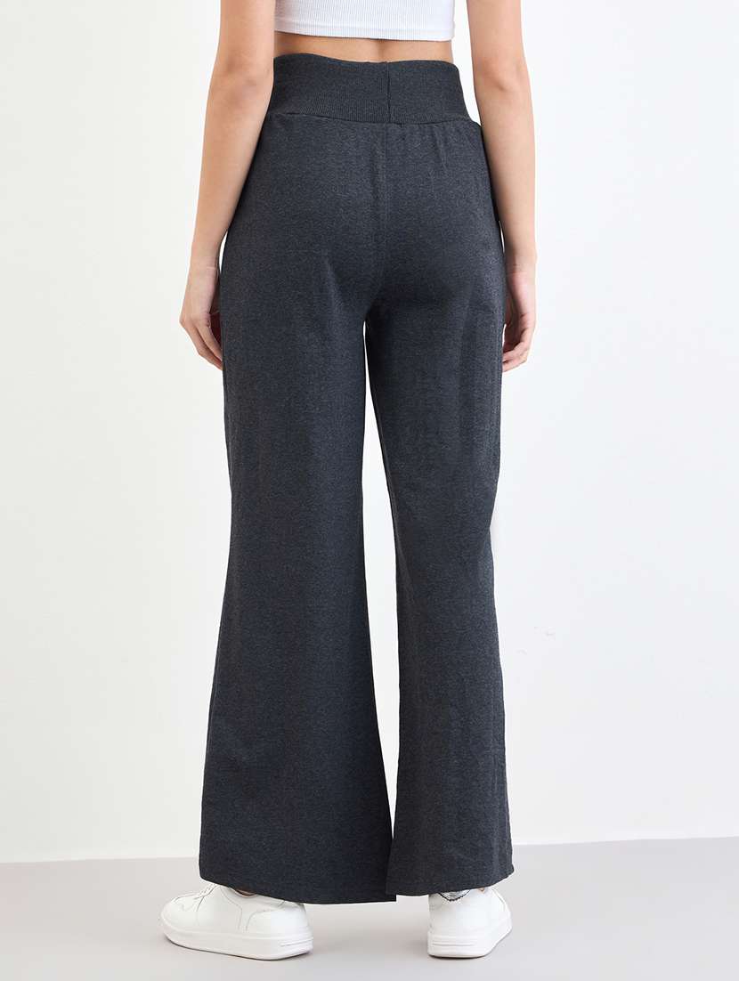 women solid high rise bootcut trouser - 22288060 -  Standard Image - 1