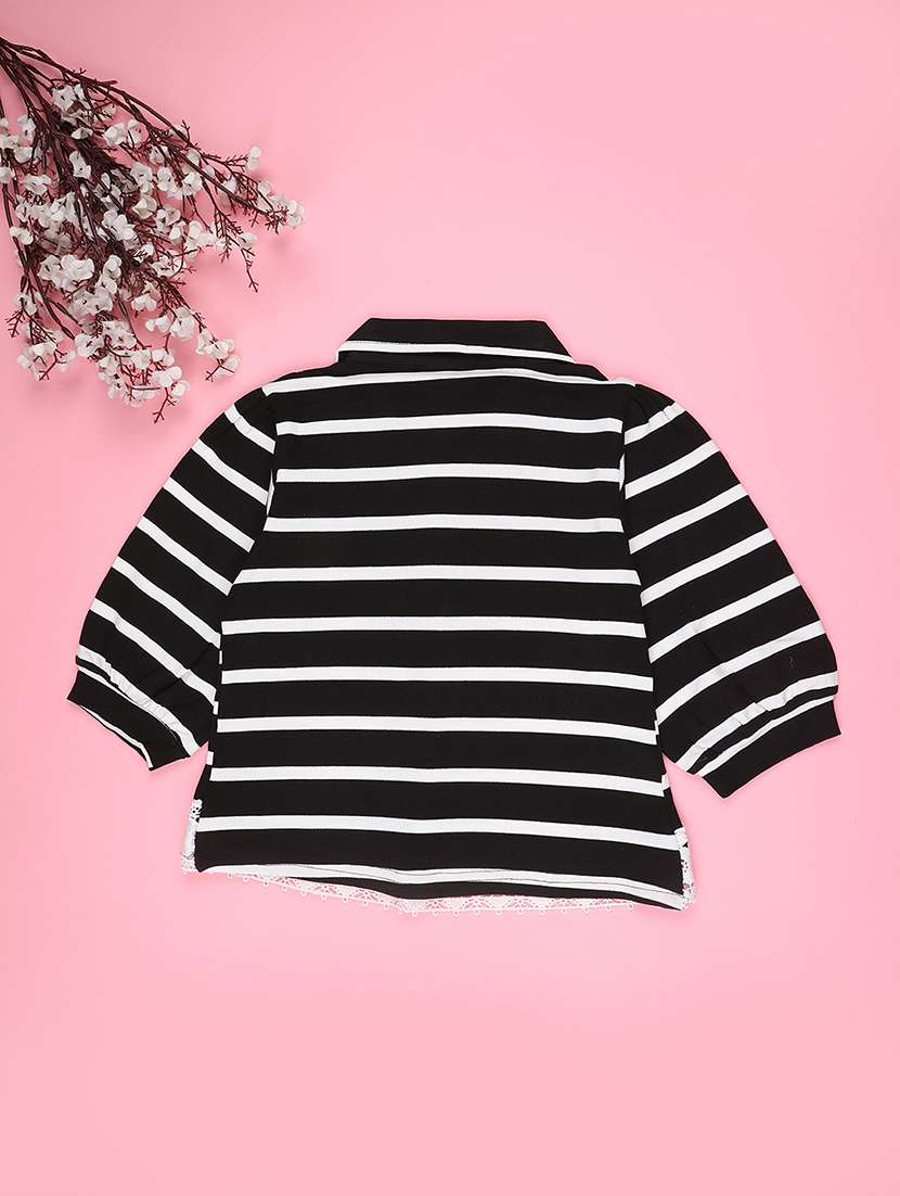 girls striped collared long sleeve top - 22288265 -  Standard Image - 1