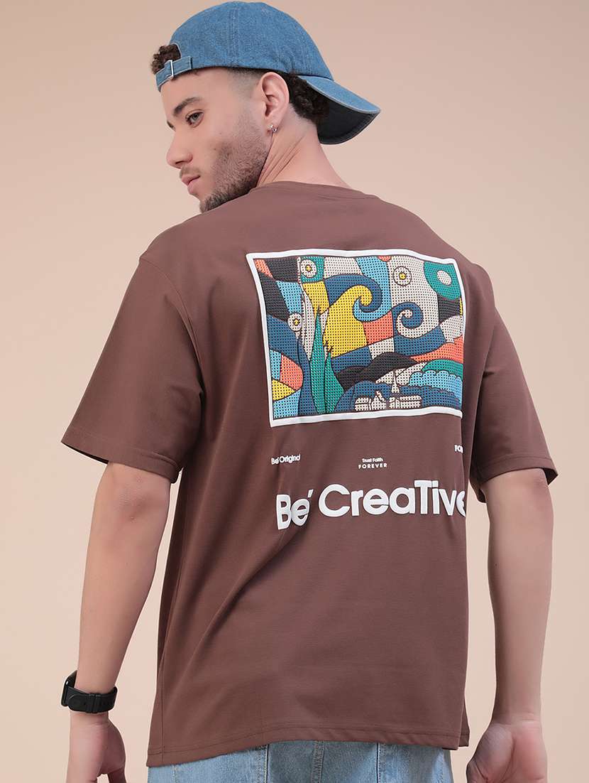 men printed short sleeves oversized t-shirt