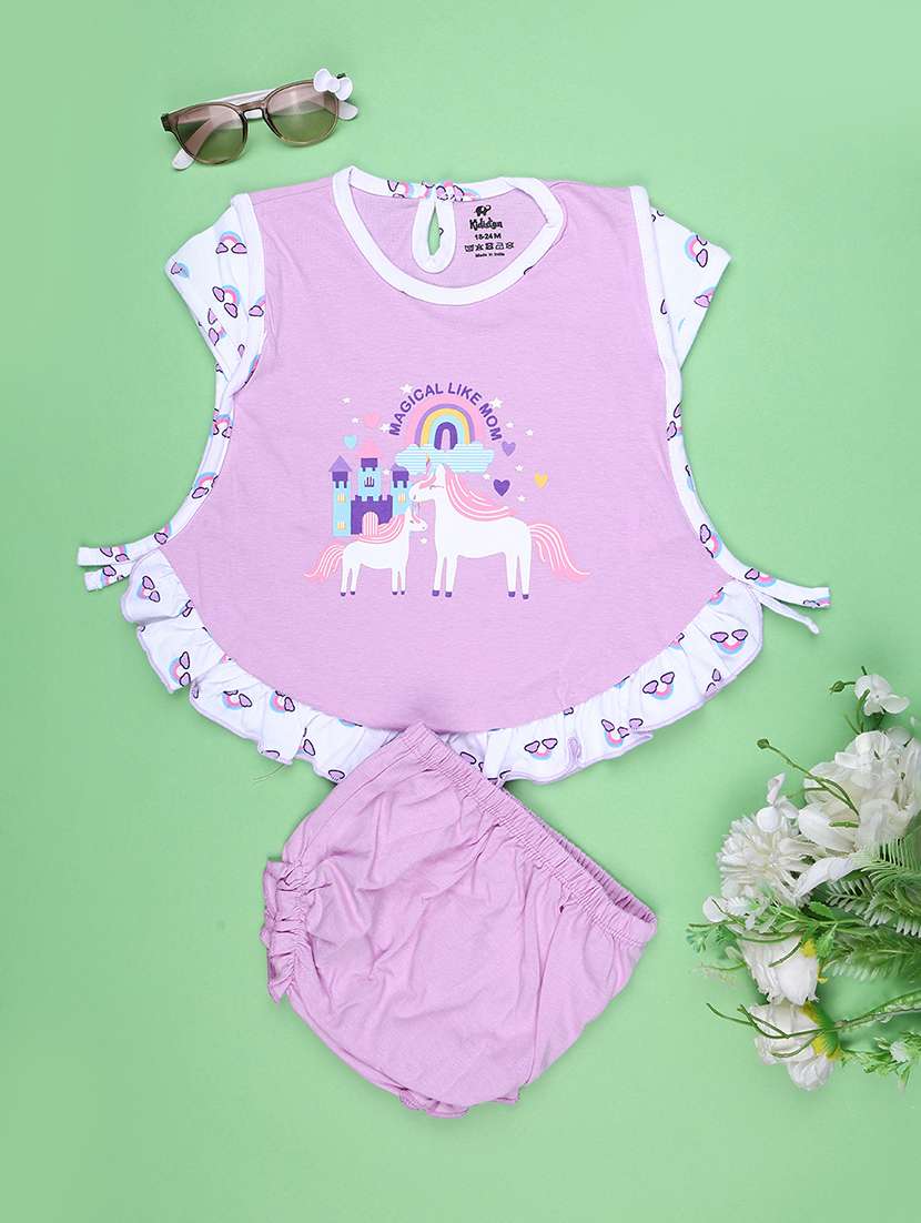 girls printed round neck frock with bloomer - 22288384 -  Standard Image - 1