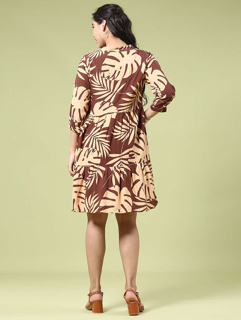 women printed three quarter sleeve tiered dress - 22288417 -  Standard Image - 4